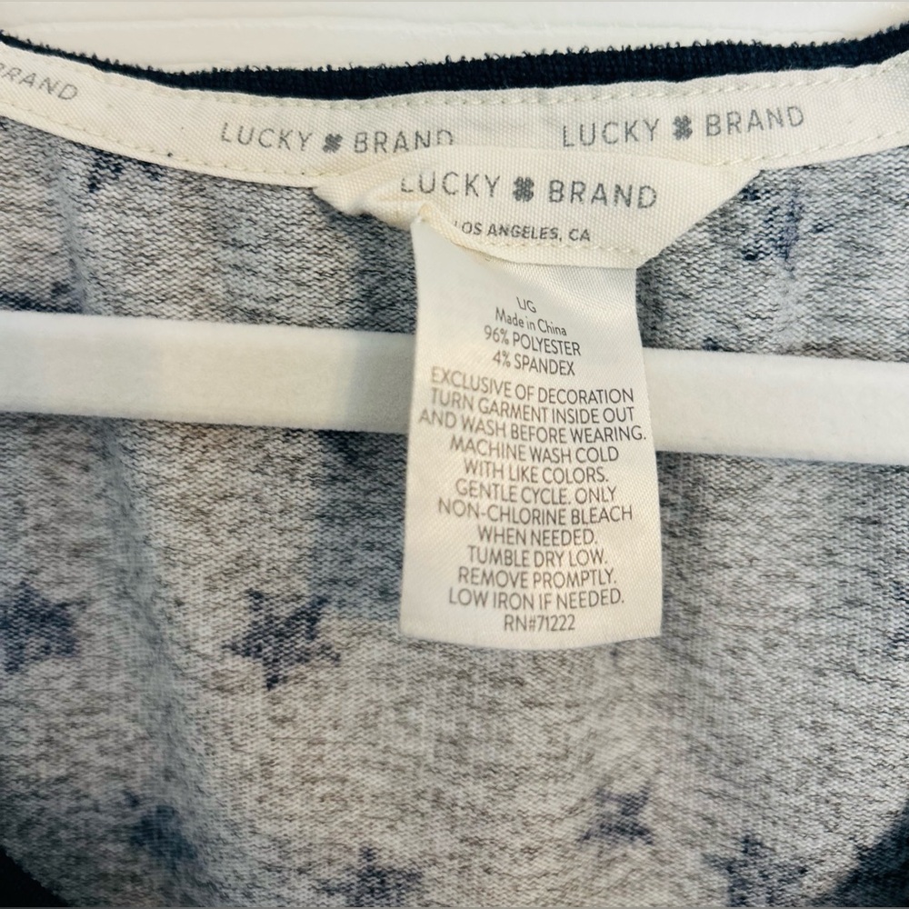 Lucky Brand Navy and Grey Star Pattern Tank Top size L - Picture 2 of 3